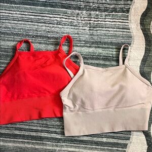 Women's Red and Cream Sports Bras